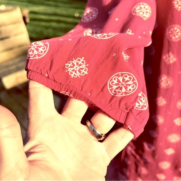 H&M L.O.G.G. Vintage Red Boho Slip Dress Sz.8 or M - Picture 10 of 13